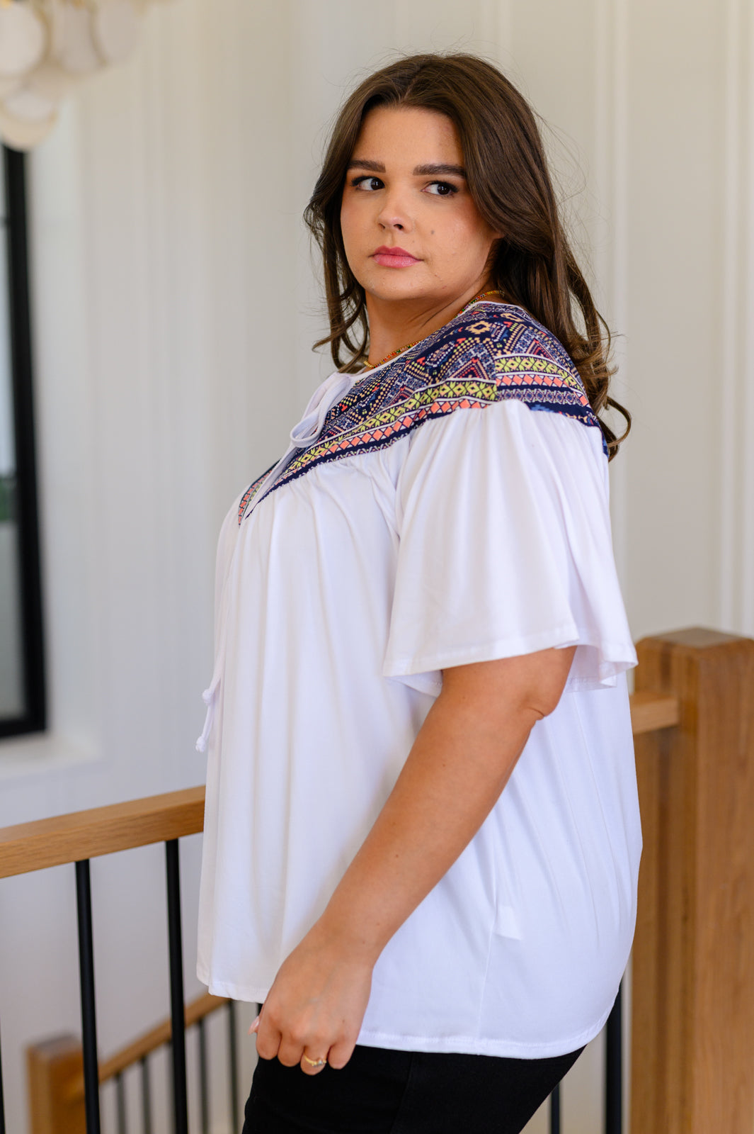 Casually Boho Keyhole Neckline Top