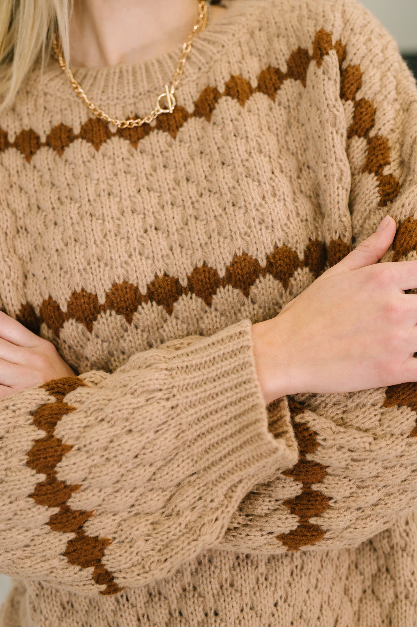 Ivy Lane Textured Sweater in Taupe