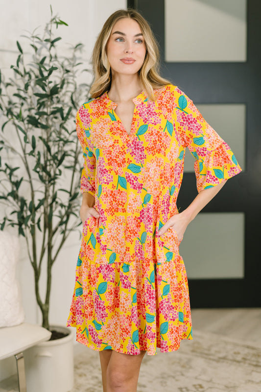 Lizzy Sunday Dress in Emerald Abstract Floral