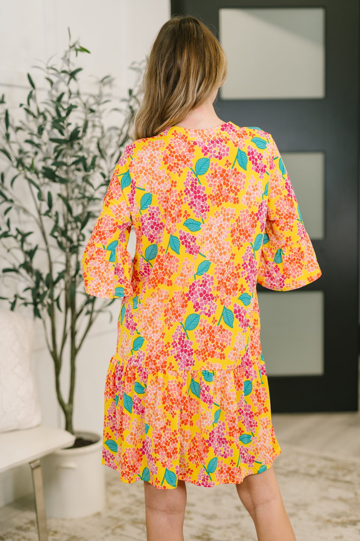 Lizzy Sunday Dress in Emerald Abstract Floral