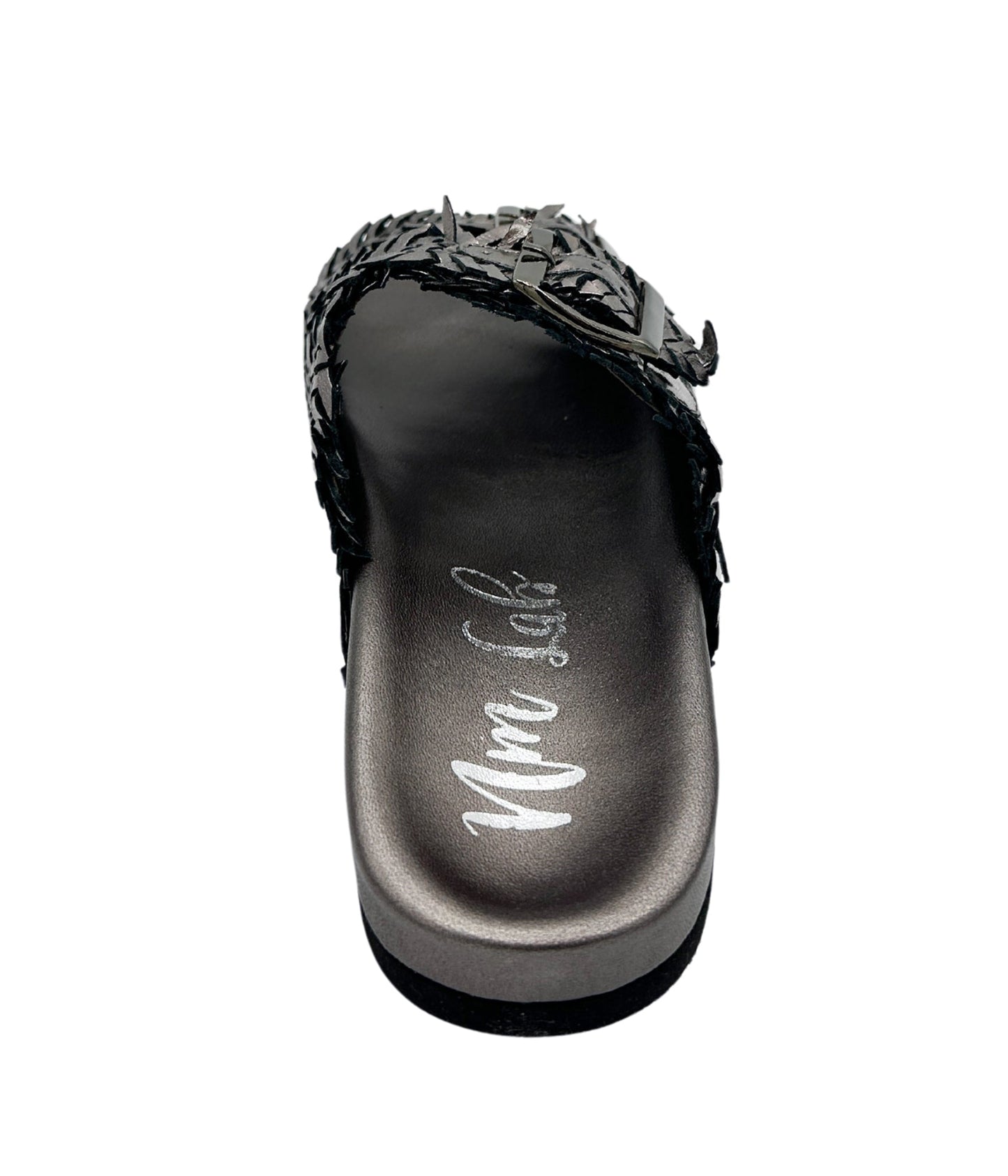 Intertwine Dual Woven Strap Slide in Pewter